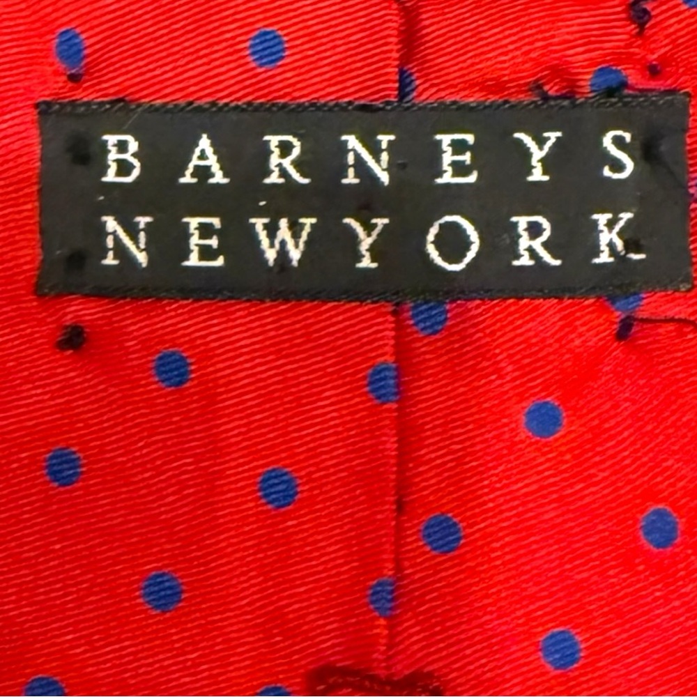 Barney’s New York Red Navy Dot Silk Tie Necktie